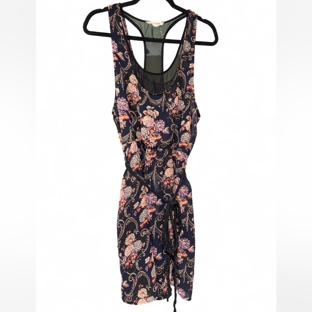 Floral Sleeveless Dress with Tie detail